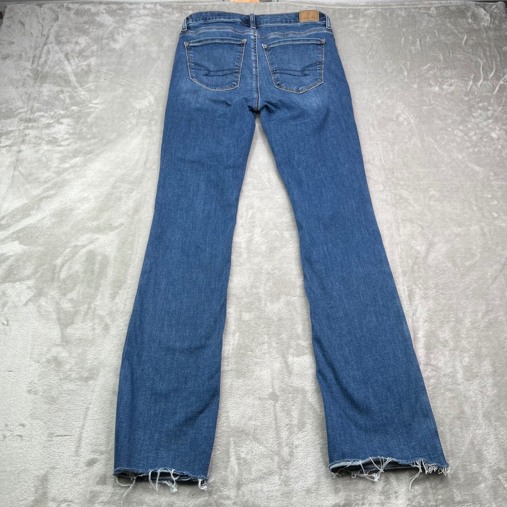 American Eagle High-Rise Skinny Kick Jeans Womens 4 Long Blue Stretch Raw Hem - Picture 2 of 16